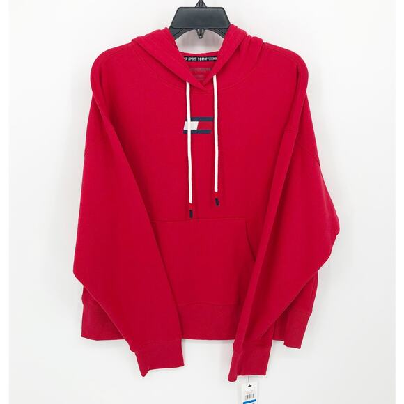 TOMMY HILFIGER SPORT Women's Logo Hoodie XL Red Sweatshirt Pullover NWT - Picture 4 of 12